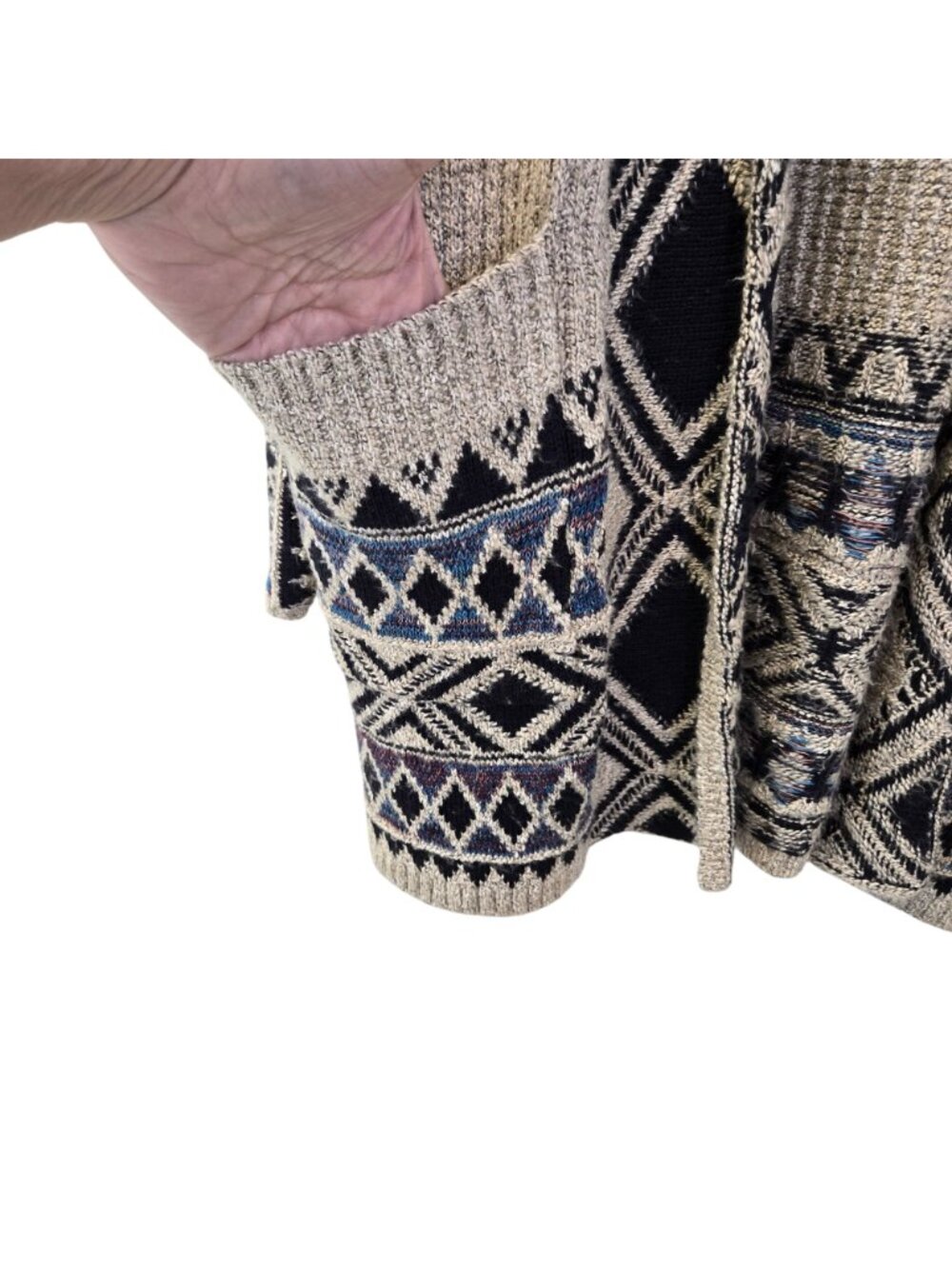 Lucky Brand Aztec Print Open Cardigan Sweater Size Medium - Picture 5 of 6